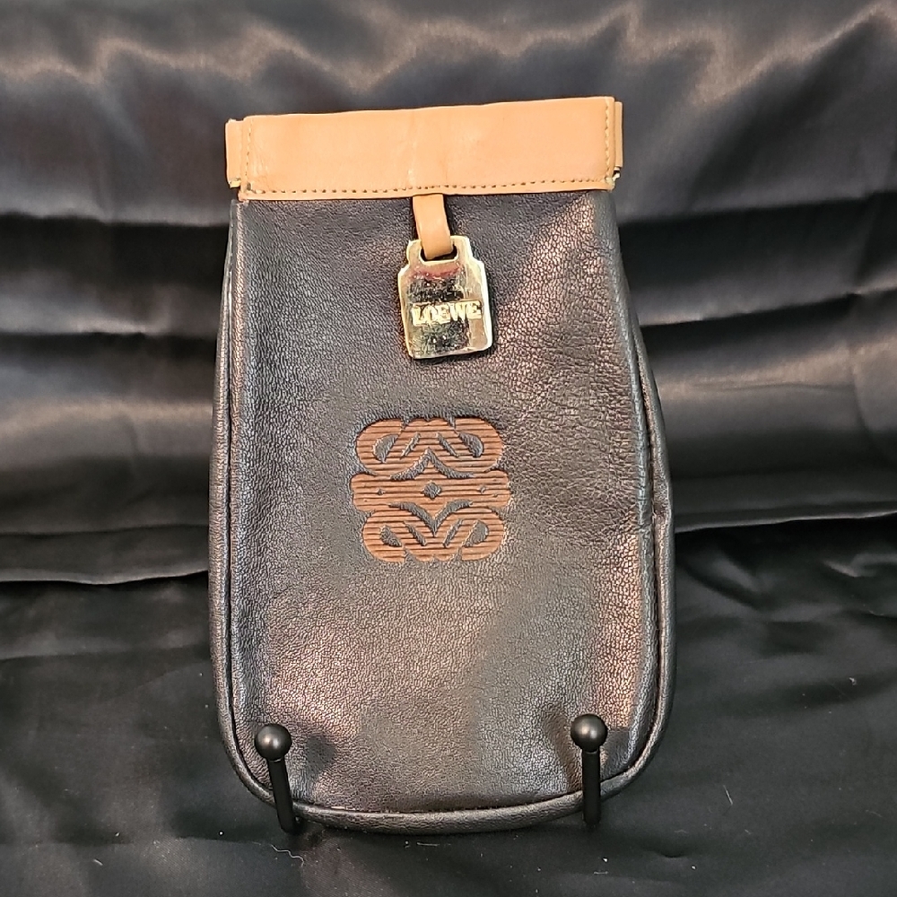 Loewe Black and Tan Leather Pouch